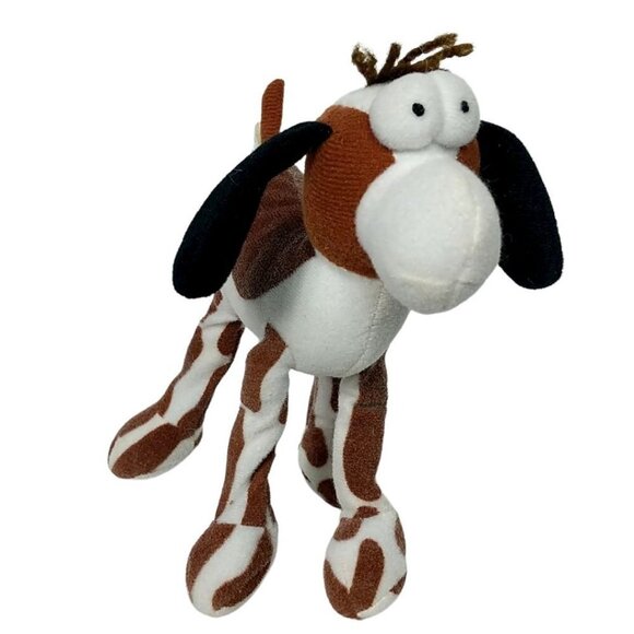 Vintage 1996 Toy Concepts Brown White Spotted Posable Dog Stuffed Toy 7" - Picture 1 of 5